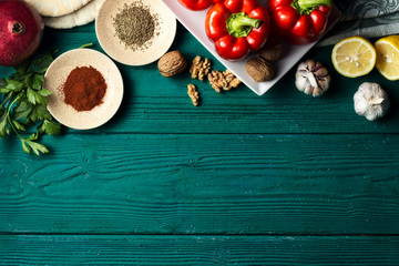 Various ingredients for Middle Eastern cuisine