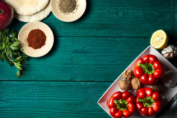 Various ingredients for Middle Eastern cuisine