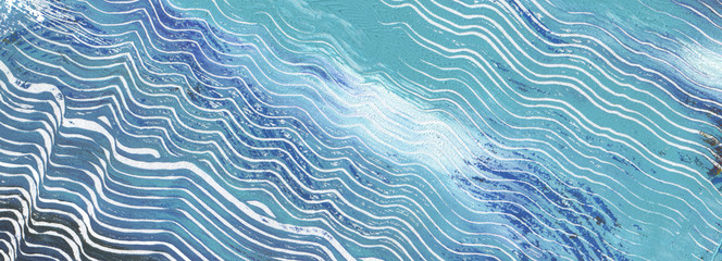 Obraz premium Abstract blue color acrylic and watercolor painting. Monotype template. Canvas texture background.