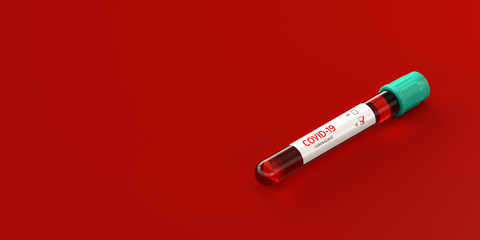 Corona virus coronavirus Positive COVID-19 test tube sample of blood 3d illustration