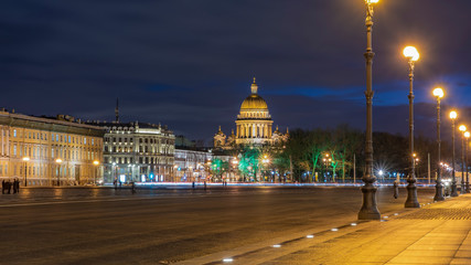 St. Petersburg at night, Palace Square, St. Isaac's Cathedral, Winter Palace, Hermitage