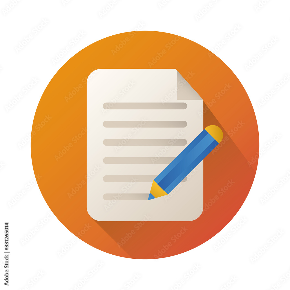 Poster paper document with pen block style icon