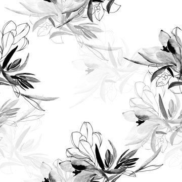 Crocus seamless pattern.Image on a white and color background.