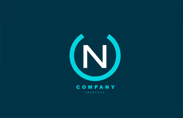 N white and blue letter logo alphabet icon design for company and business