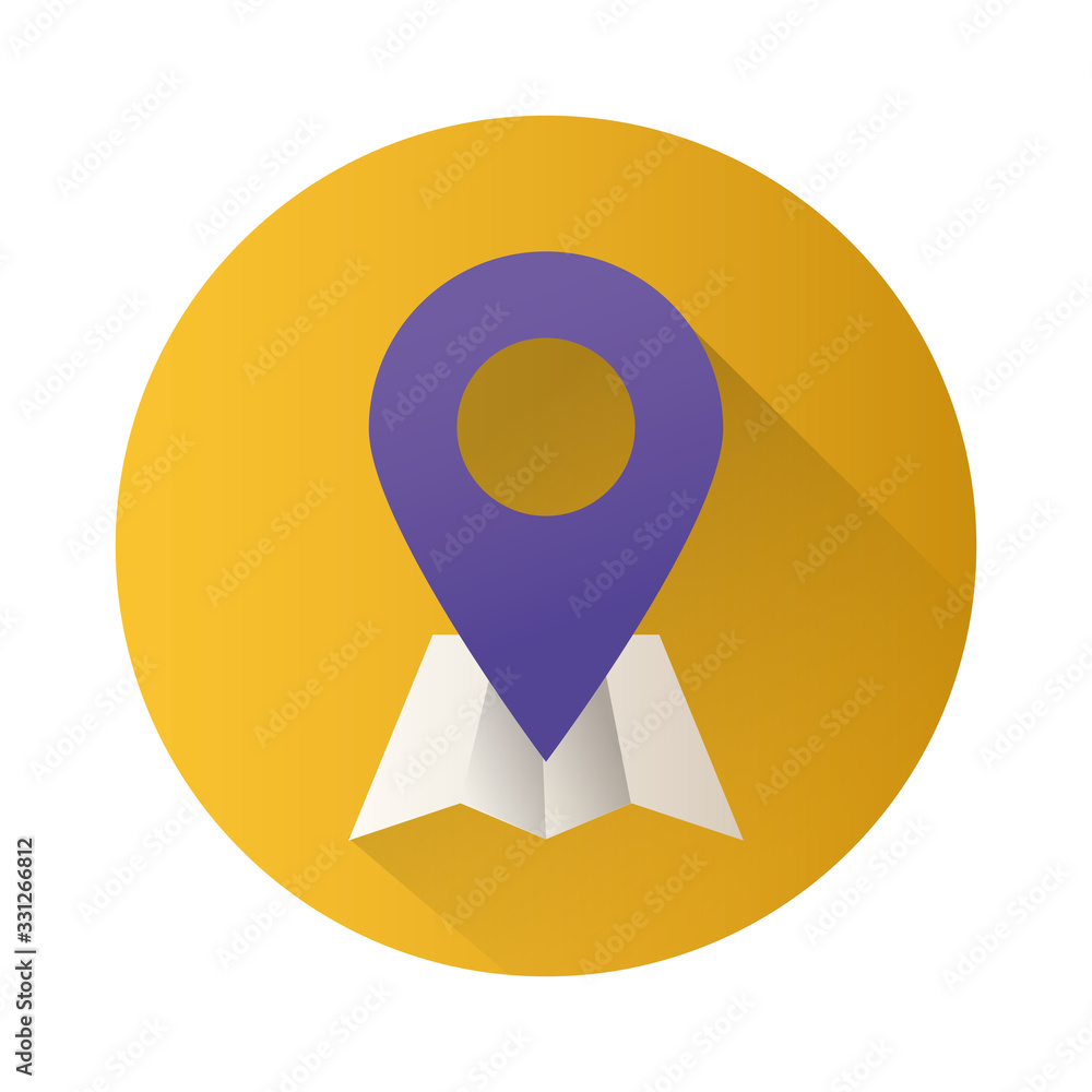 Sticker pin pointer location block style icon