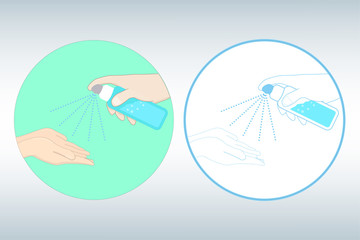 hand hold and spray alcohol to others people'hand , sanitizer hand clean icon Corona virus disease prevention