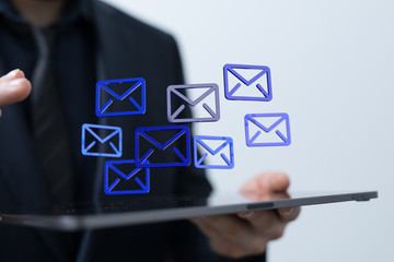Hand with an email icon 3d
