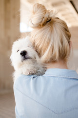 young woman with a cute dog