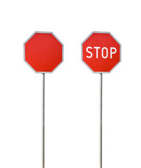 STOP roadsign with a word STOP and empty space.