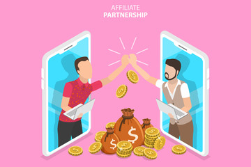 Isometric Fat Vector Concept of Sales Partnership.