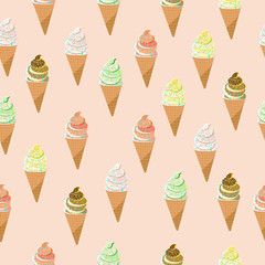 Ice cream cones with different flavors