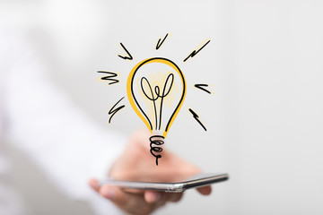 solution concept business idea lamp.