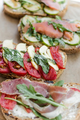 bruschettas with vegetables and bacon for breakfast, what could be better?