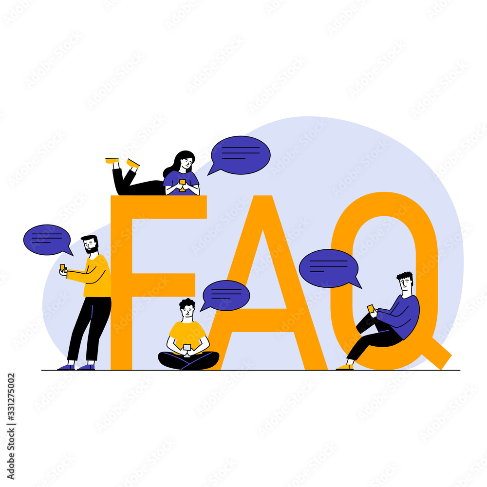 Aufkleber people asking questions and getting instructions. user support for search useful information and pro