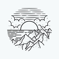 vacation summer beach vintage retro, vector line art illustration. Fun holiday, coloring book.