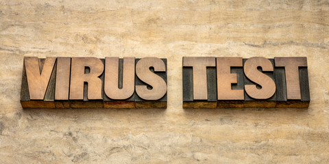 virus test word abstract in wood type