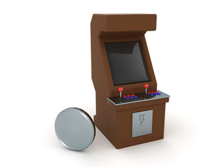 3D Rendering of aracdec cabinet with quarter coin next to it