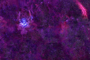 Beautiful pink cosmic nebula in deep space. Elements of this image were furnished by NASA.