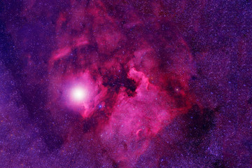 Beautiful pink cosmic nebula in deep space. Elements of this image were furnished by NASA.