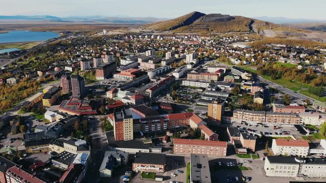 The church of Kiruna, Sweden. Built in Gothic Revival style at the beginning of the XIX century, Kiruna, the northernmost town in Sweden, province of Lapland, summer sunny day