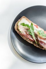 bruschettas with vegetables and bacon for breakfast, what could be better?