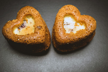 Heart shaped sponge cake