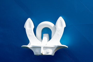 White Anchor in blue background 