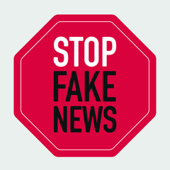 Stop Fake News and disinformation in the media sign. Graphic design vector illustration typography