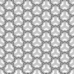 Abstract seamless pattern. Modern stylish texture. Striped linear geometric tiles with triple weaving elements. Vector monochrome background.