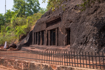 Protected heritage site and tourist attraction, the Aravalem/Harvalem Caves in Goa, India. Offbeat places to visit in Goa, India. 