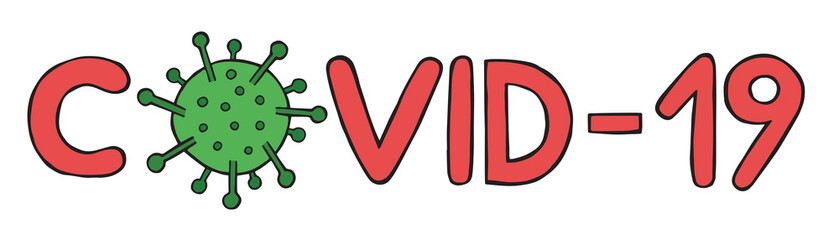 Hand drawn vector of Wuhan corona virus, covid-19.
