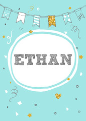Ethan name vector card