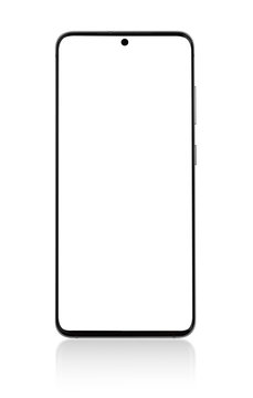 Smartphone with a white screen. Smartphone with blank screen Isolated on a white background.