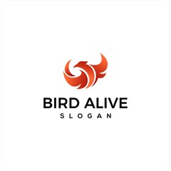 Minimalist bird vector logo template