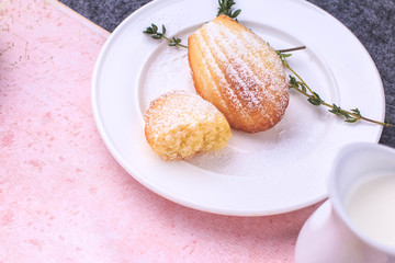 Classic French Madeleines Recipe. Homemade light dessert.