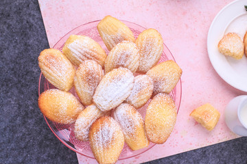 Classic French Madeleines Recipe. Homemade light dessert.