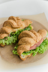 Delicious french breakfast with great views. croissants with salmon and coffee, what could be better?