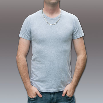 Mens Gray Tshirt Mockup With Guy