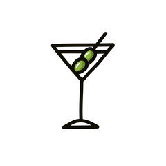 martini doodle icon, vector illustration