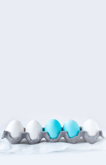 Set of bright painted Easter eggs on white background. Spring holiday symbols. Christian gift concept.