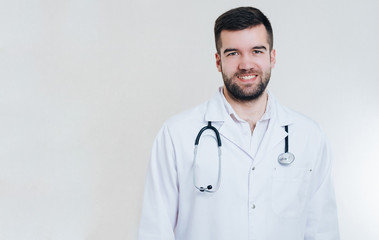  Doctor man with a beard on a white background