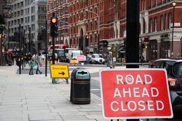 Closed road in London