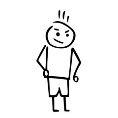 Hand drawn stick man with a conspiracy face in grunge style.