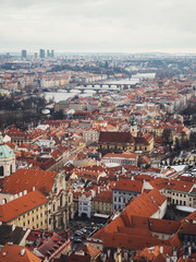 Fototapeta premium Red roofs of old medieval town in Prague