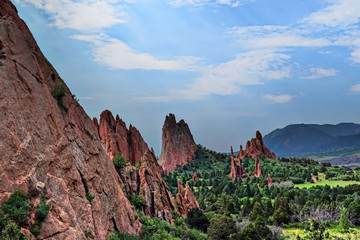 A famous row of hogback formations in Cathedral Valley at Garden of the Gods state park in Colorado...