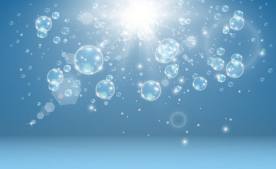 Vector illustration of bubbles from a cleaning or washing powder.