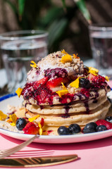 Blueberry pancakes with lemon curd