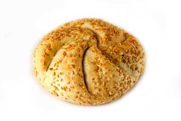Sourdough round bread loaf with whole grains 