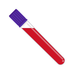 Test tube with blood. Vector illustration on a white background.