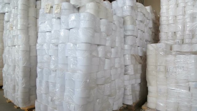 Rolls of paper at paper manufacturing factory